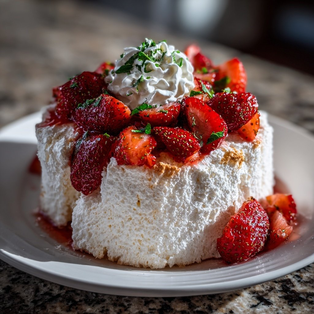 Light And Fluffy Strawberry Angel Food Dessert