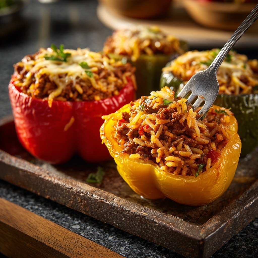 Beef And Rice Stuffed Bell Peppers