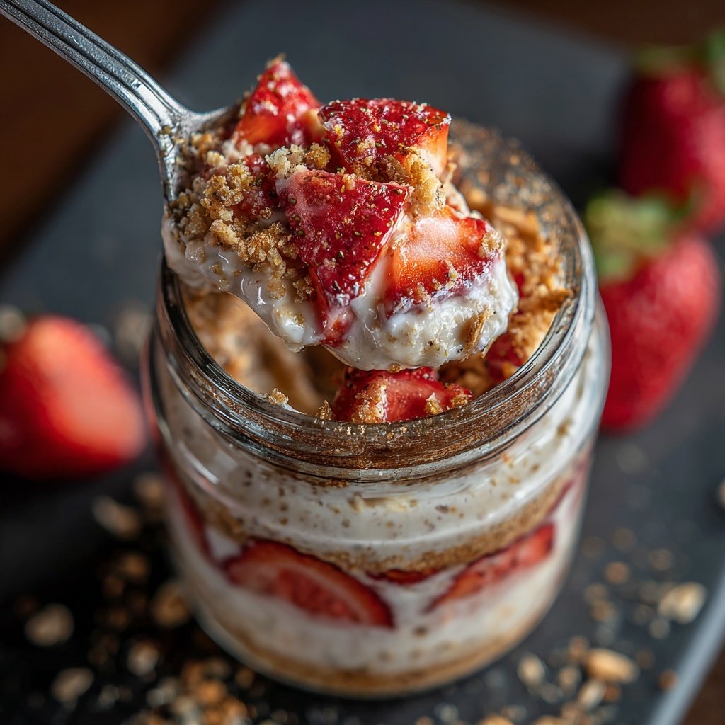 No Bake Strawberry Cheesecake Oats