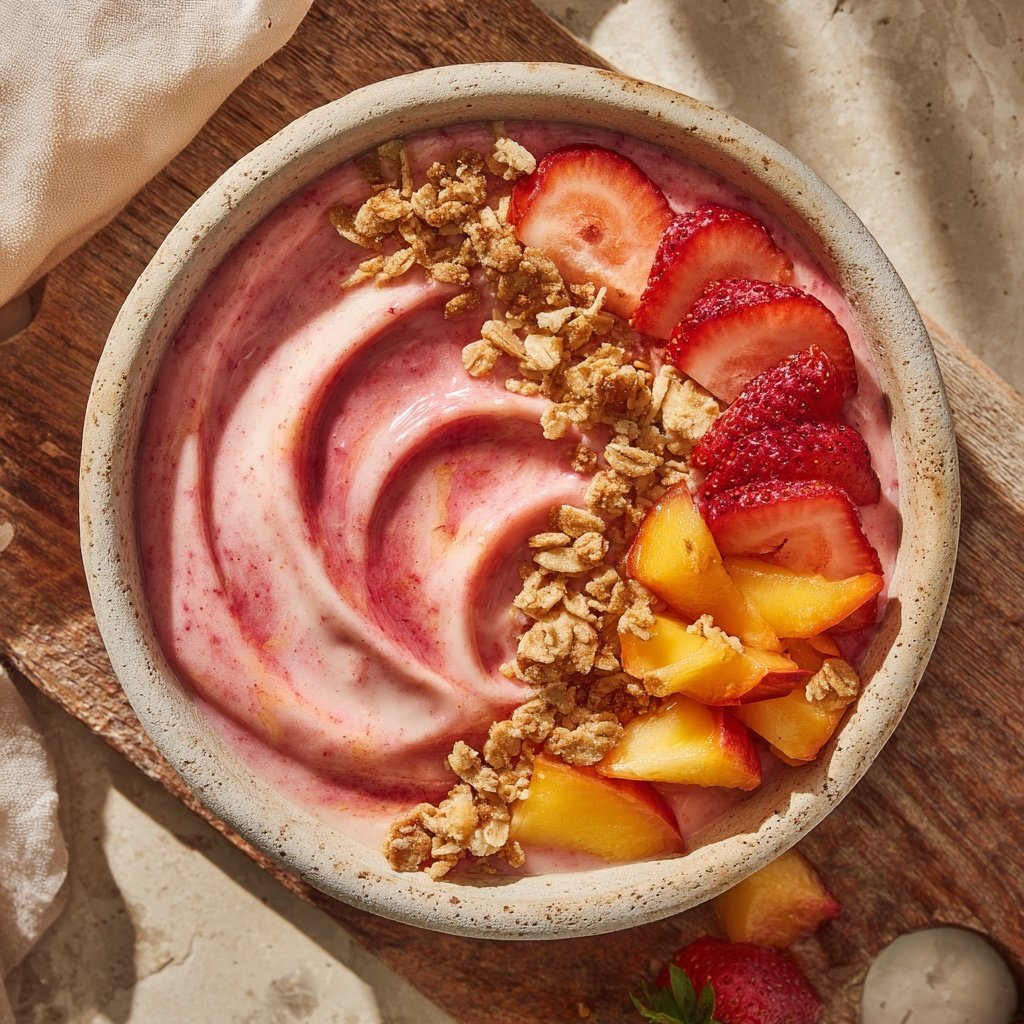 Strawberry Peach Smoothie Bowl