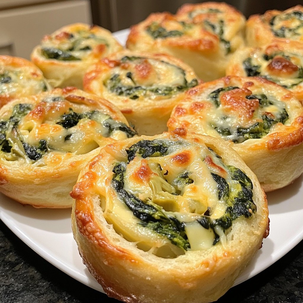 Cheesy Spinach and Artichoke Pinwheels