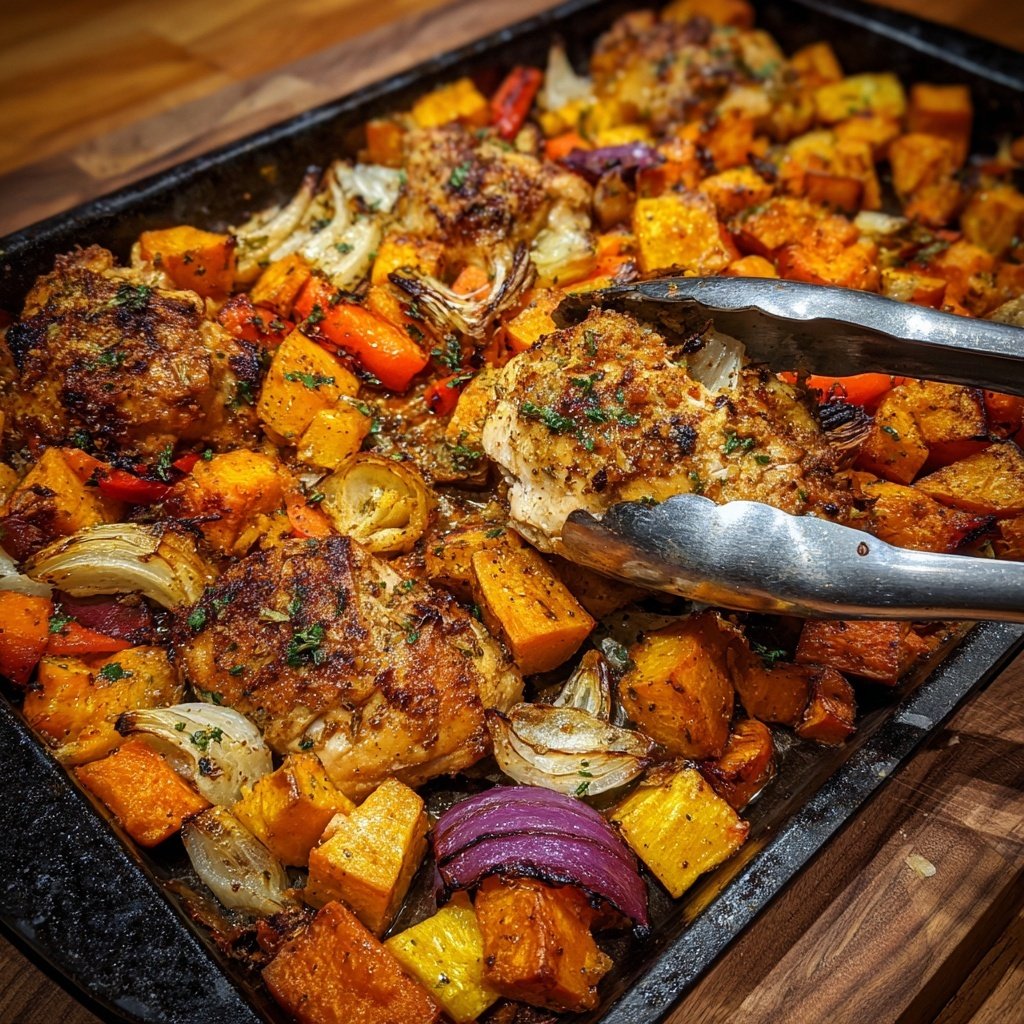 Healthy Sheet Pan Chicken And Sweet Potatoes