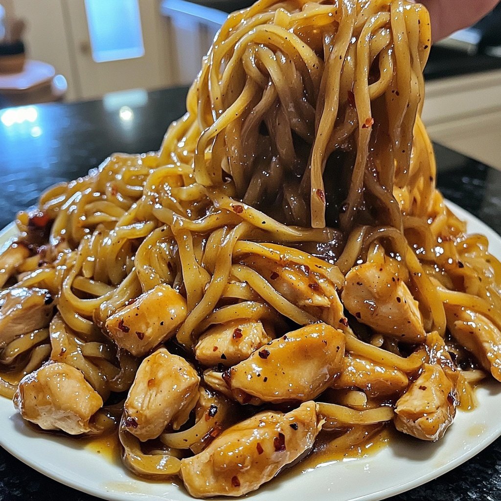 Sticky Garlic Chicken Noodles