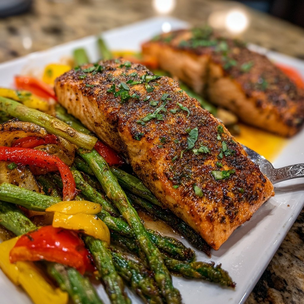 One Pan Salmon With Vegetables