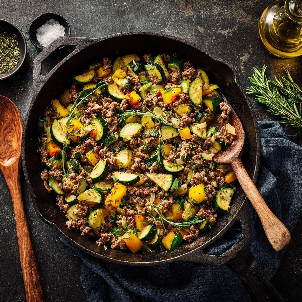 Ground Beef And Zucchini Dinner Skillet